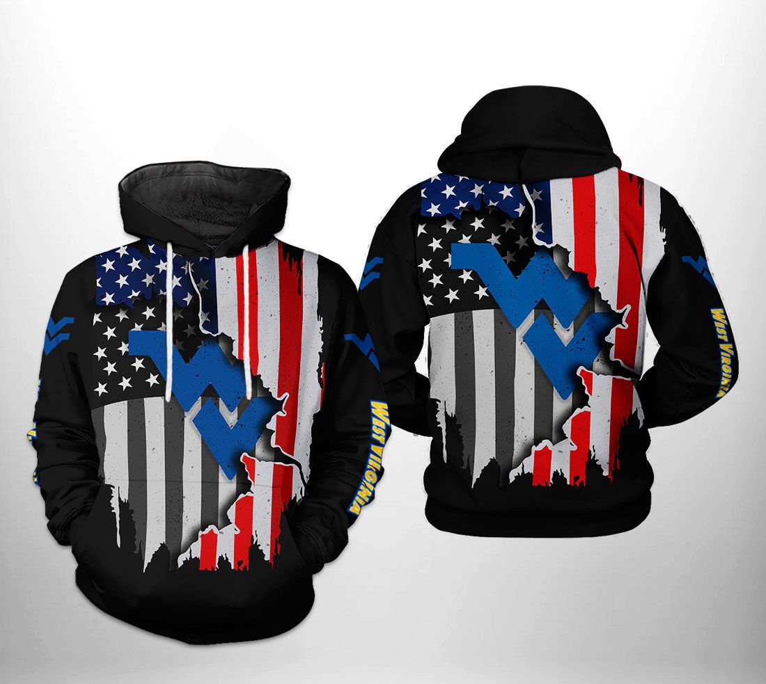 West Virginia Mountaineer NCAA US Flag 3D Printed Hoodie