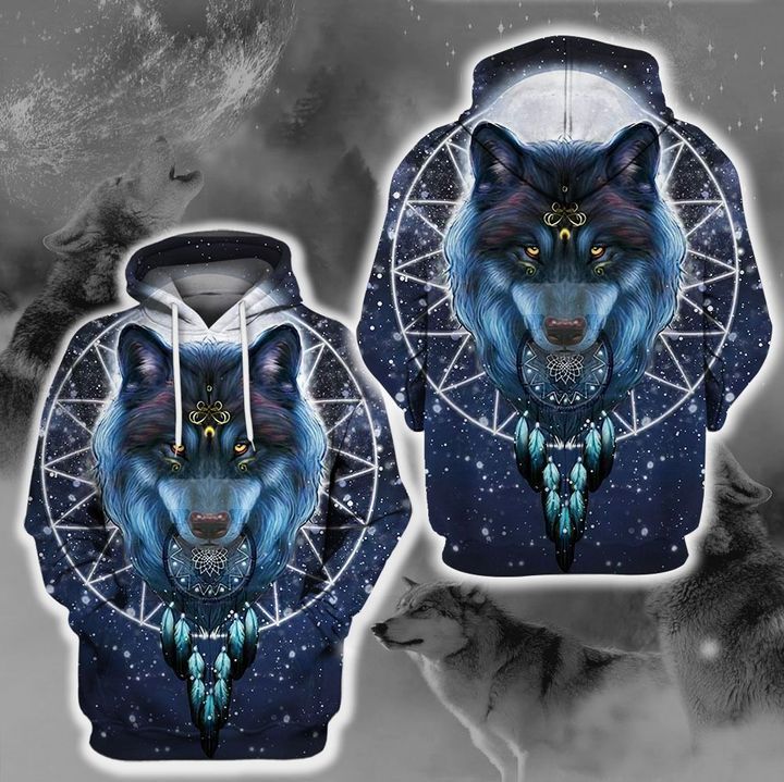 Wolf Native Blue 3d Zip Hoodie