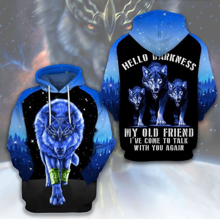 Wolf Native Hello Darkness My Old Friend Ive Come To Talk With You Again 3d Zip Hoodie