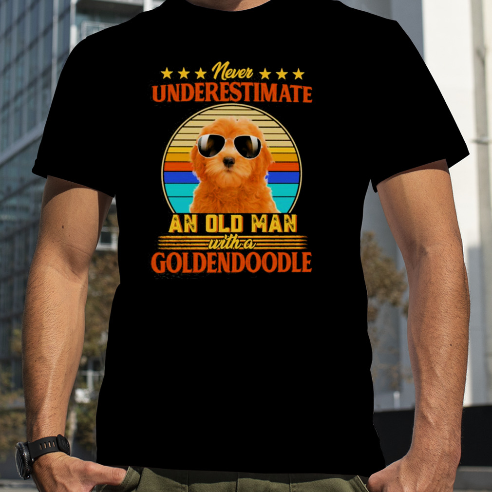 Never Underestimate An Old Man With A Red Goldendoodle Shirt