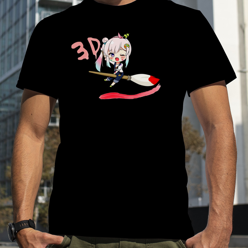 Chibi Iofi Drawing Writing 3d Hololive shirt