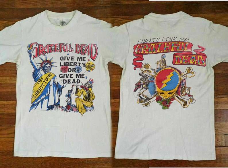1986 Grateful Dead Give Me Liberty Or Give Me Dead Concert Dead and Company Rock Band T-Shirt
