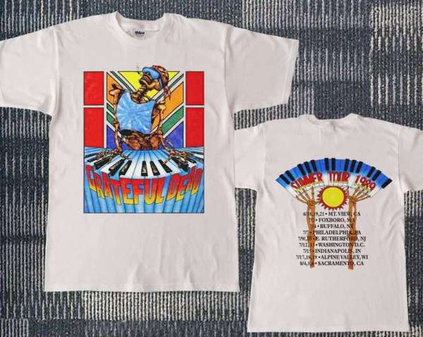 Grateful Dead Summer Tour Smoking Skeleton Reonegro 1989 T-Shirt S-5XL