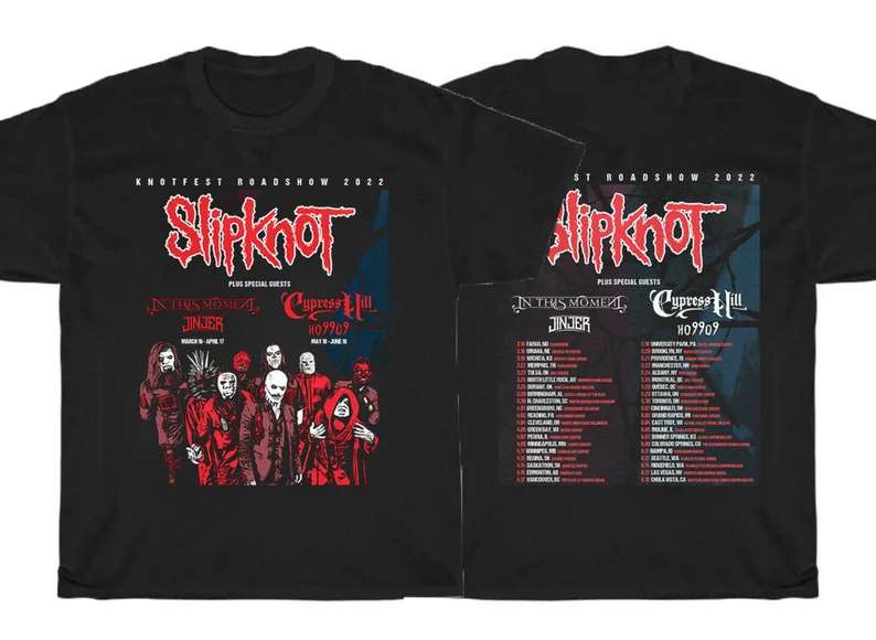 Slipknot 2022 Tour T-Shirt The Knotfest Roadshow 2022 Concert Merch