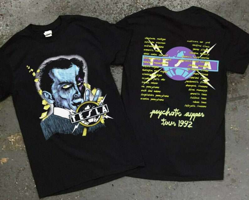Tesla Psychotic Supper Tour Vintage 1992 T Shirt