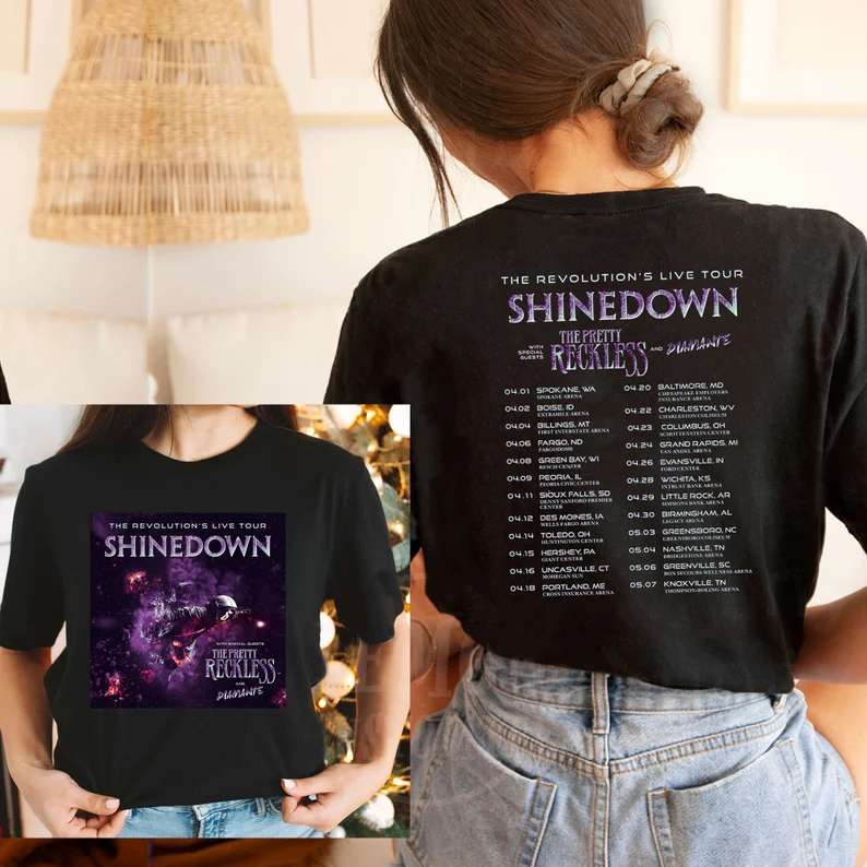 The Revolution's Live Tour Shinedown 2022 T-Shirt The Pretty Reckless And Diamante