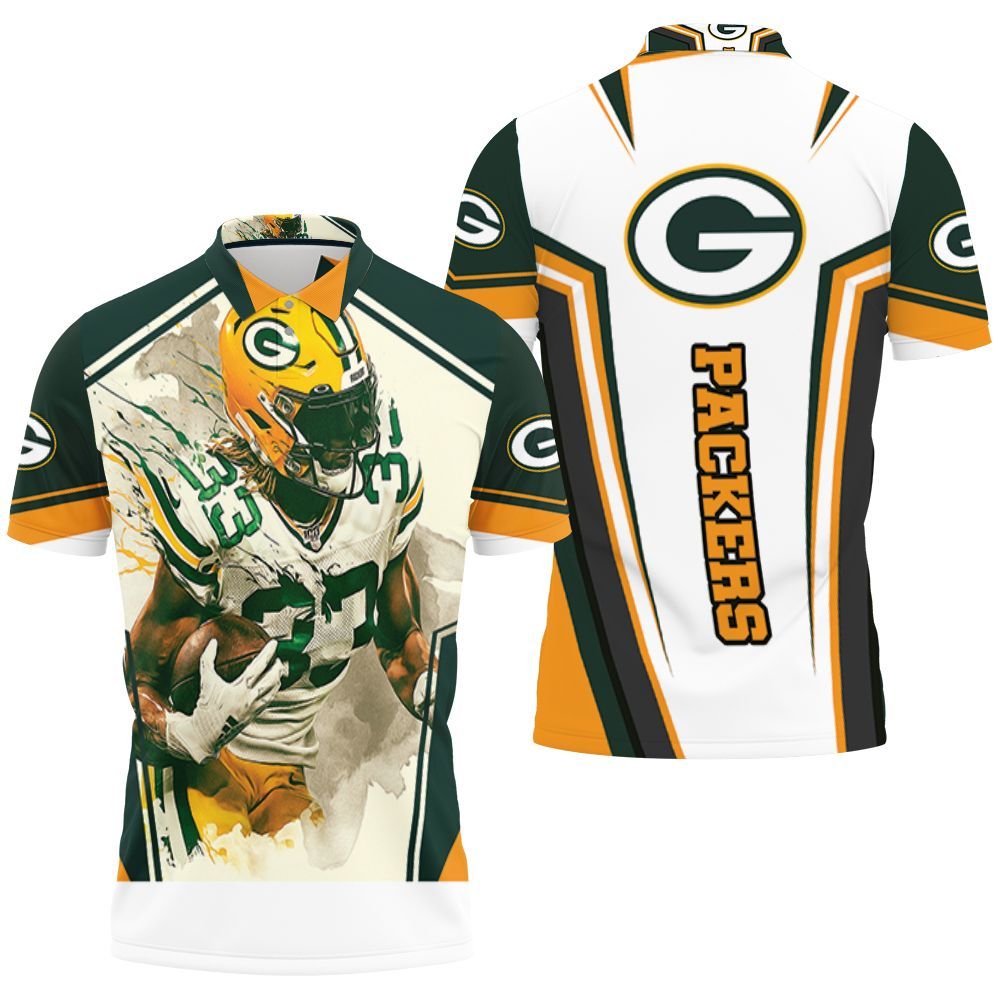 Aaron Jones 33 Green Bay Packers Nfc North Division Champions Super Bowl 2021 Polo Shirt All Over Print Shirt 3d T-shirt