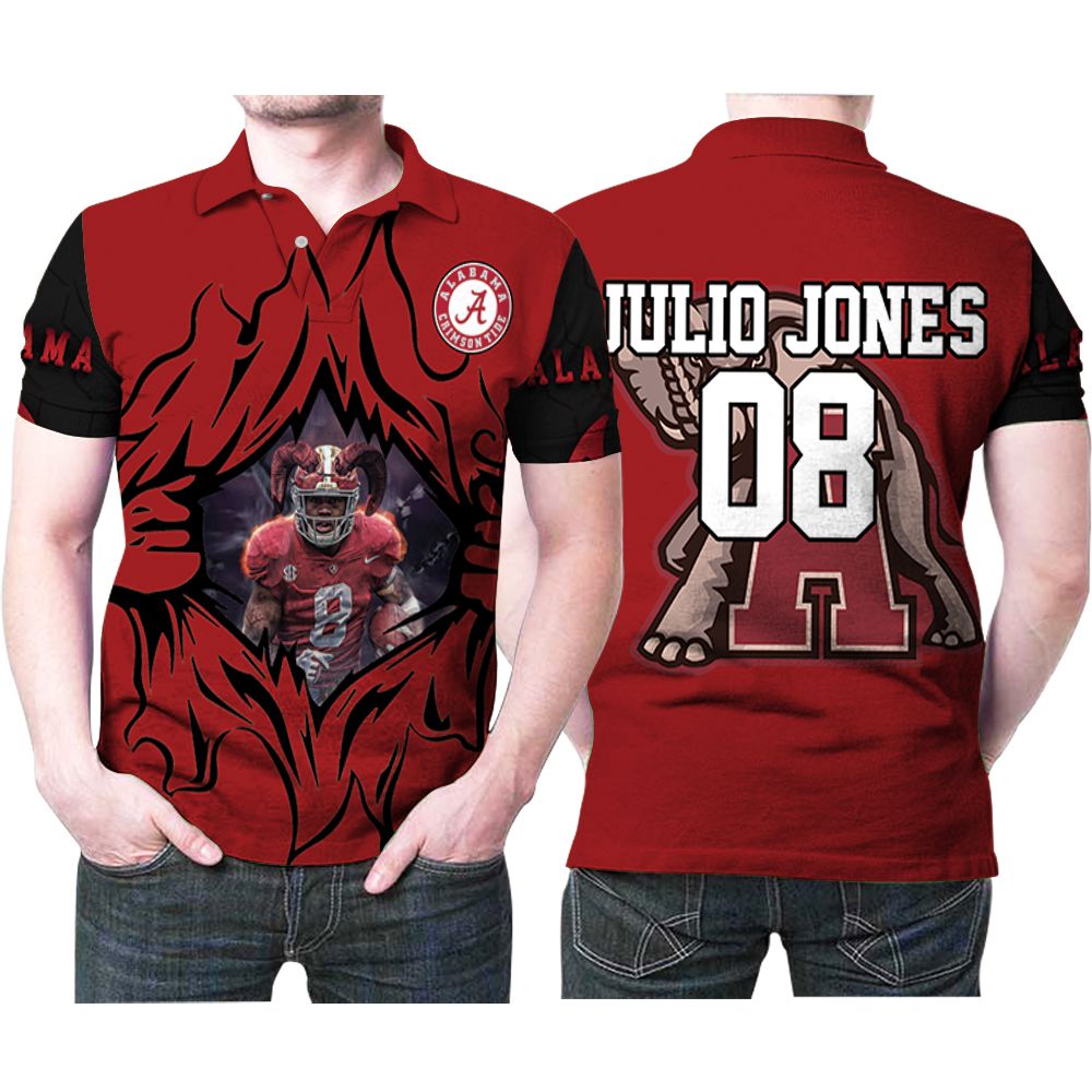 Alabama Crimson Tide Julio Jones 2 Great Player Football Team 3d Designed Allover Gift For Alabama Fans Jones Lovers 2 Polo Shirt