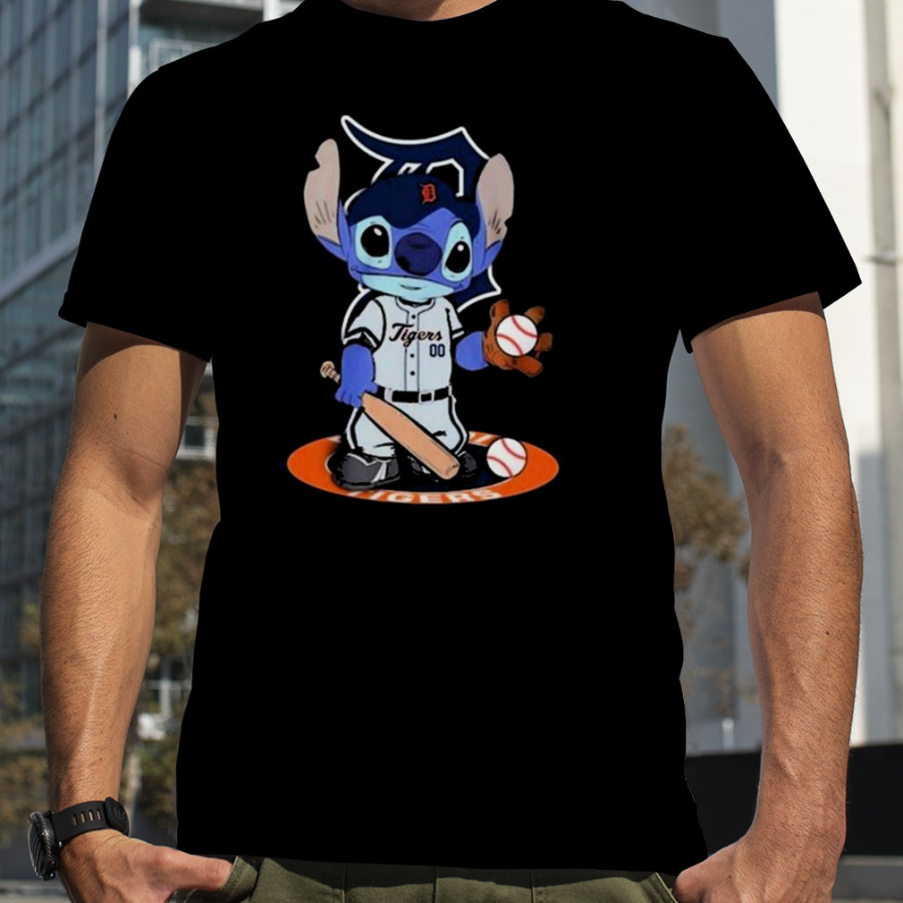 Baby Stitch Detroit Tigers Baseball Logo 2023 T-shirt
