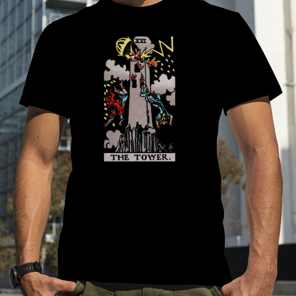 Tarot The Tower Black Background Only shirt