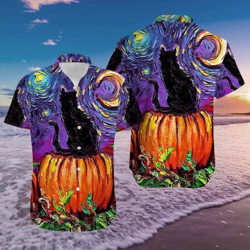 Black Cat Halloween Hawaiian Shirt