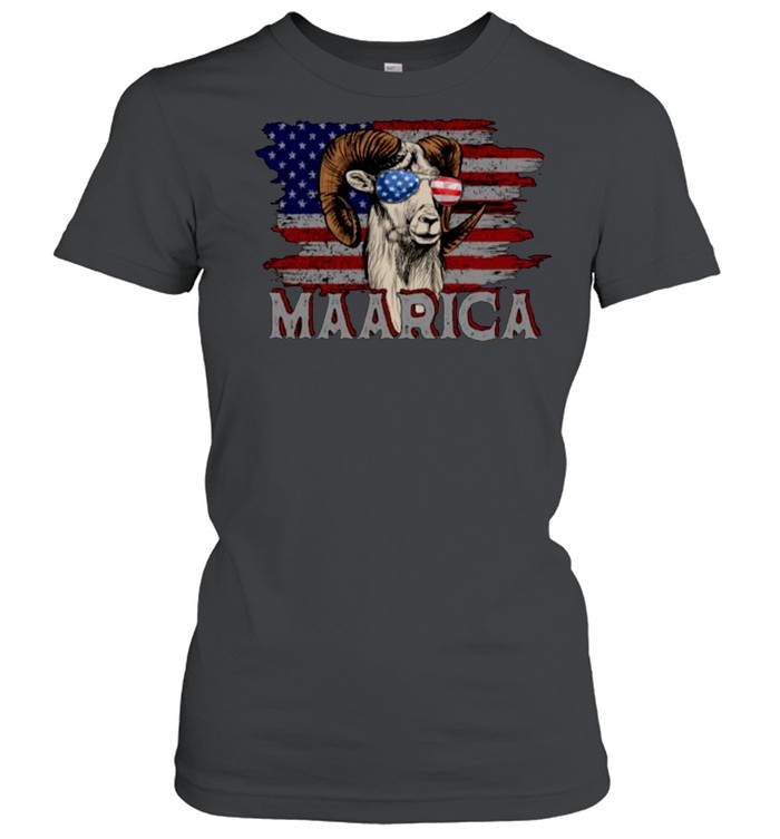 Maarica American Flag Goats Lovers 4th Of July T-Shirt
