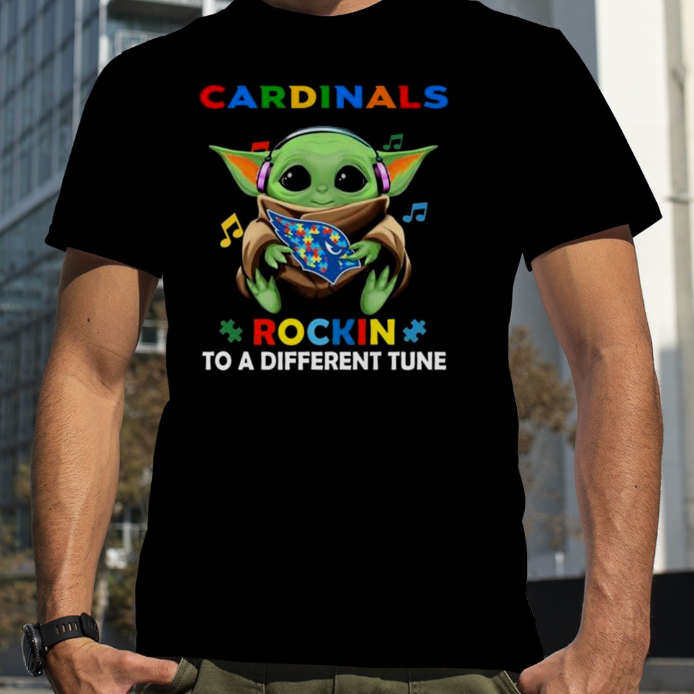 Baby Yoda Hug Arizona Cardinals Autism Rockin To A Different Tune shirt