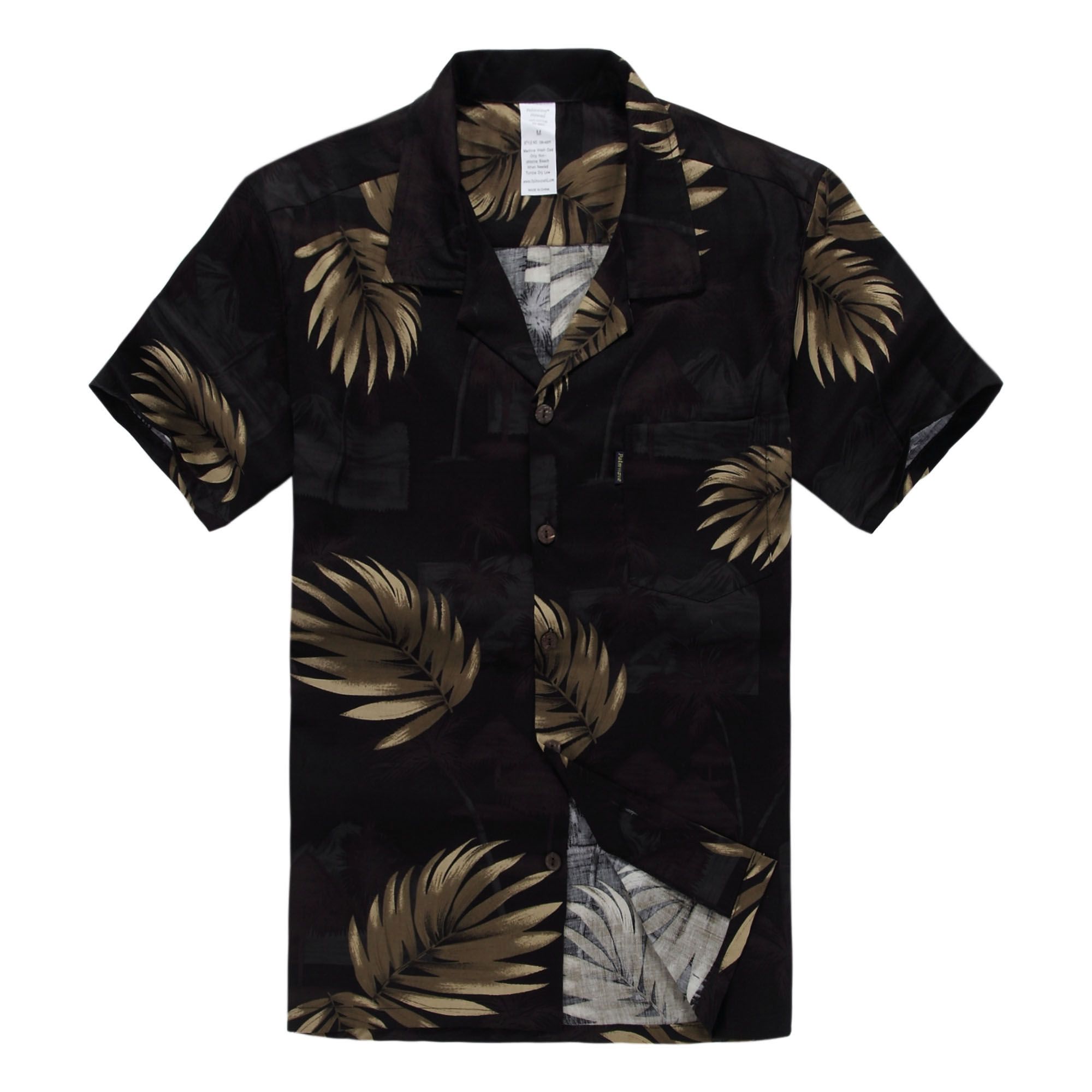 Palm Wave Black High Quality Hawaiian Shirt