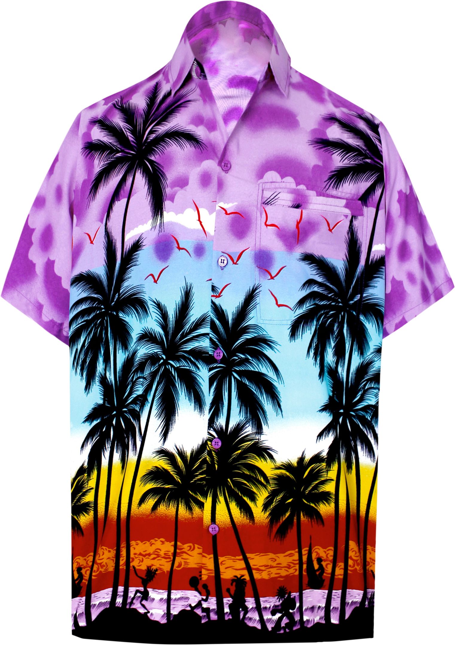 Palm Wave Purple High Quality Hawaiian Shirt