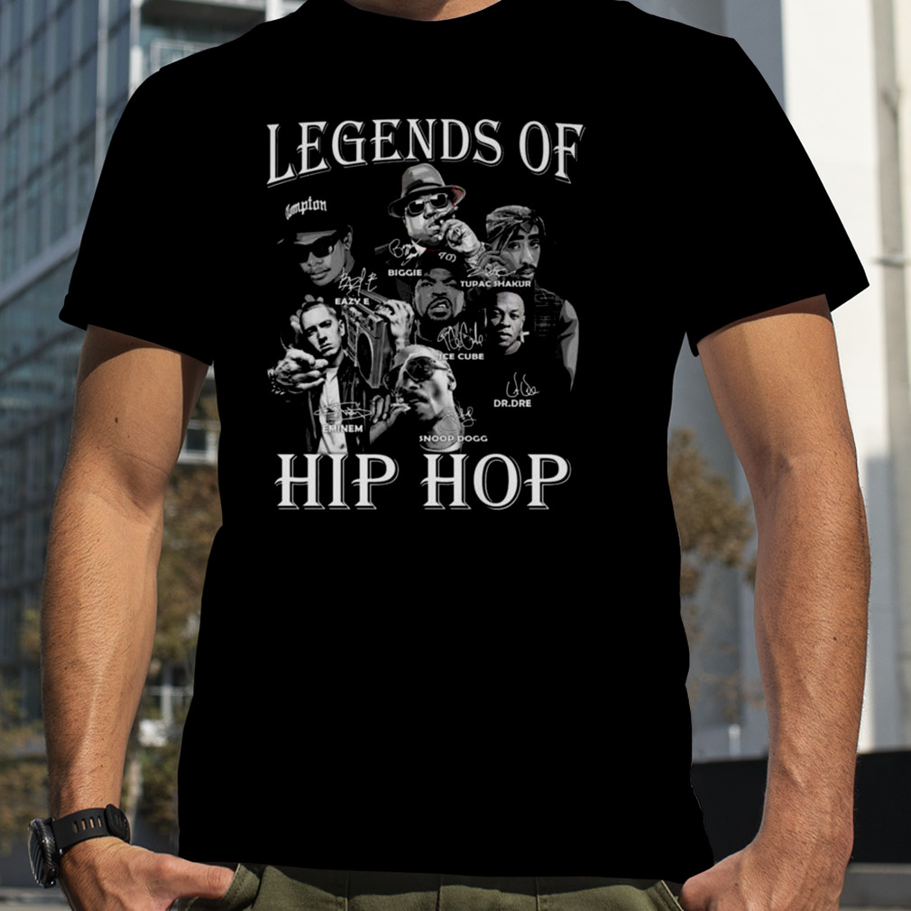 2023 Legends Of Hip Hop Biggie Tupac Shakur Eazy E Ice Cube Eminem De.Dre Snoop Dogg Signatures Shirt