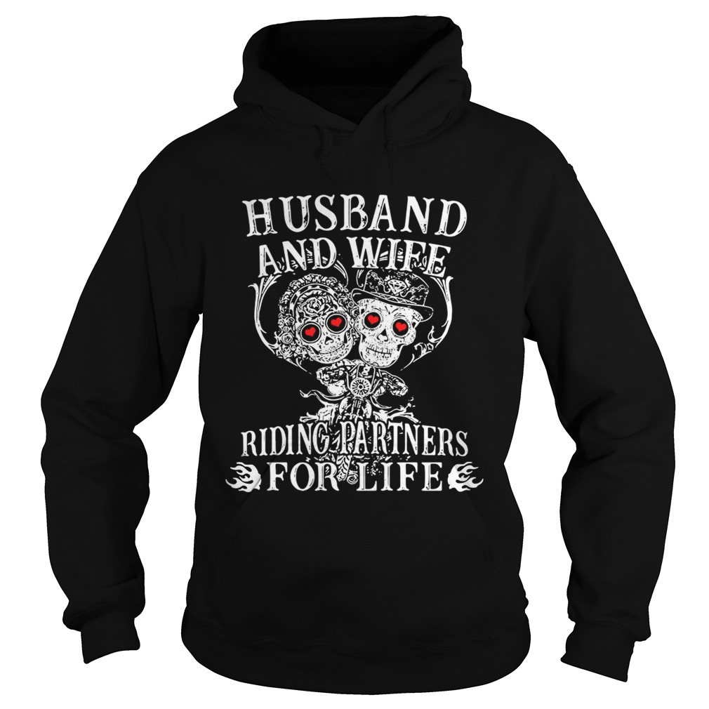 Tattoo and skull Husband and wife riding partners for life shirt