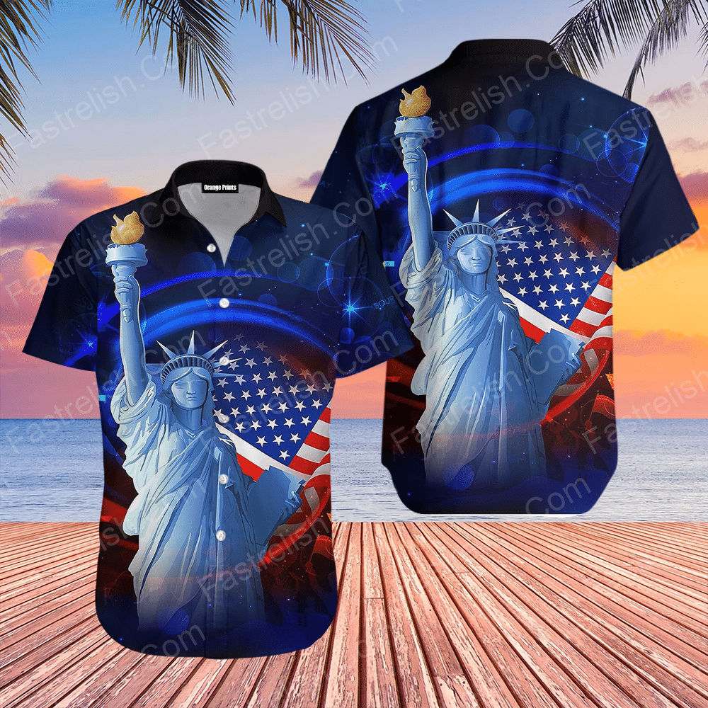 4th July Independence Day Statue Of Liberty Aloha Hawaiian Shirts WT6157