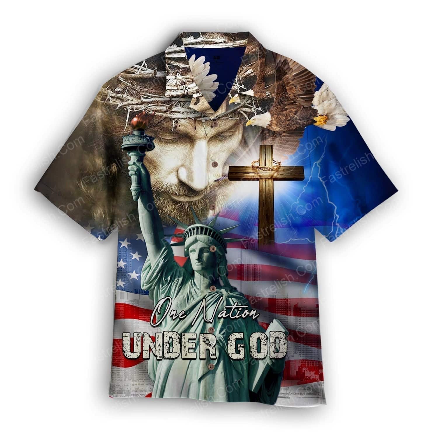 4th July One Nation Under God Independence Day Aloha Hawaiian Shirts HW5651