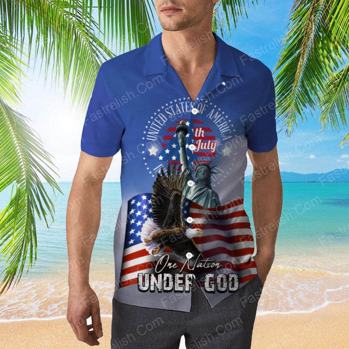 4th July One Nation Under God Independence Day Aloha Hawaiian Shirts HW5652