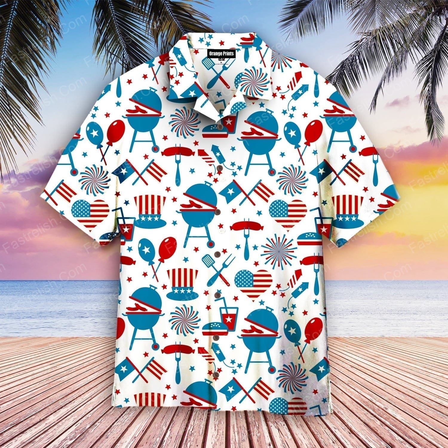 4th July Party Memorial Day Aloha Hawaiian Shirts WT8023