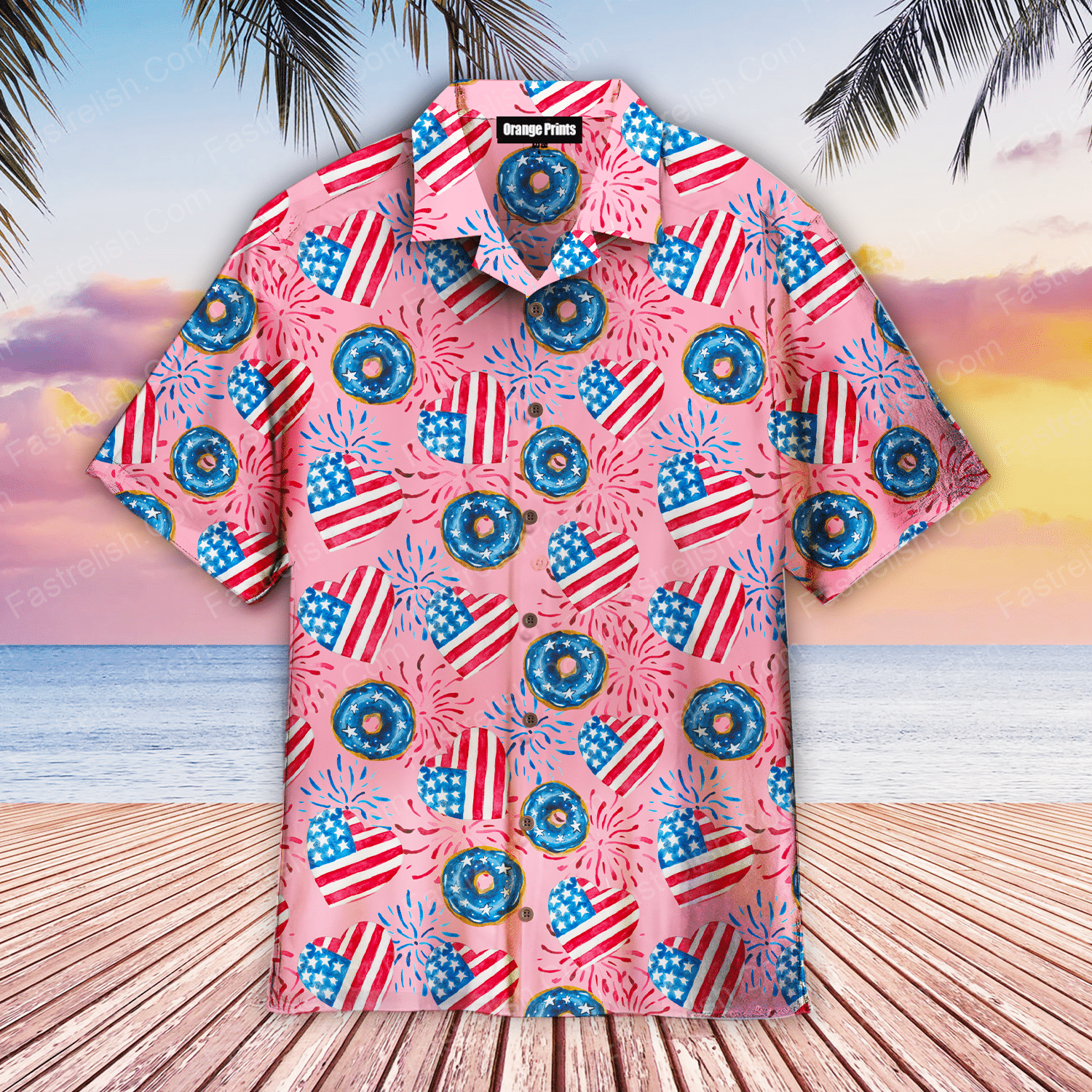 4th Of July Love American Donuts Aloha Hawaiian Shirts WT6357