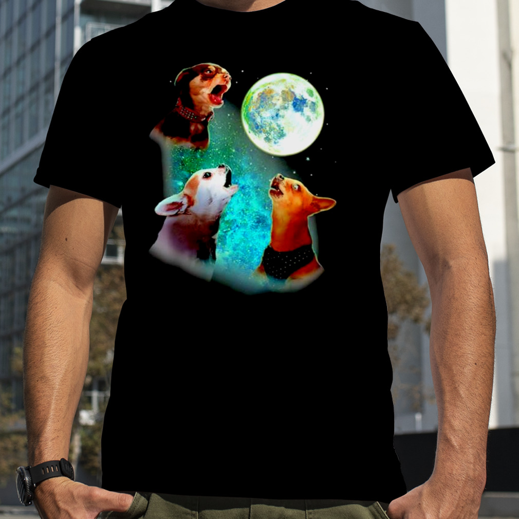 Three chihuahuas howl at moon 3 wolfs shirt