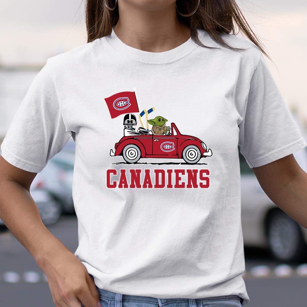 NHL Hockey Montreal Canadiens Darth Vader Baby Yoda Driving Star Wars Shirt T Shirt  Itees Global