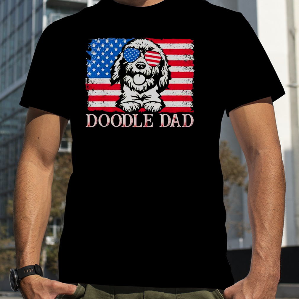 doodle Dad Goldendoodle Dog American Flag 4th Of July T-Shirt