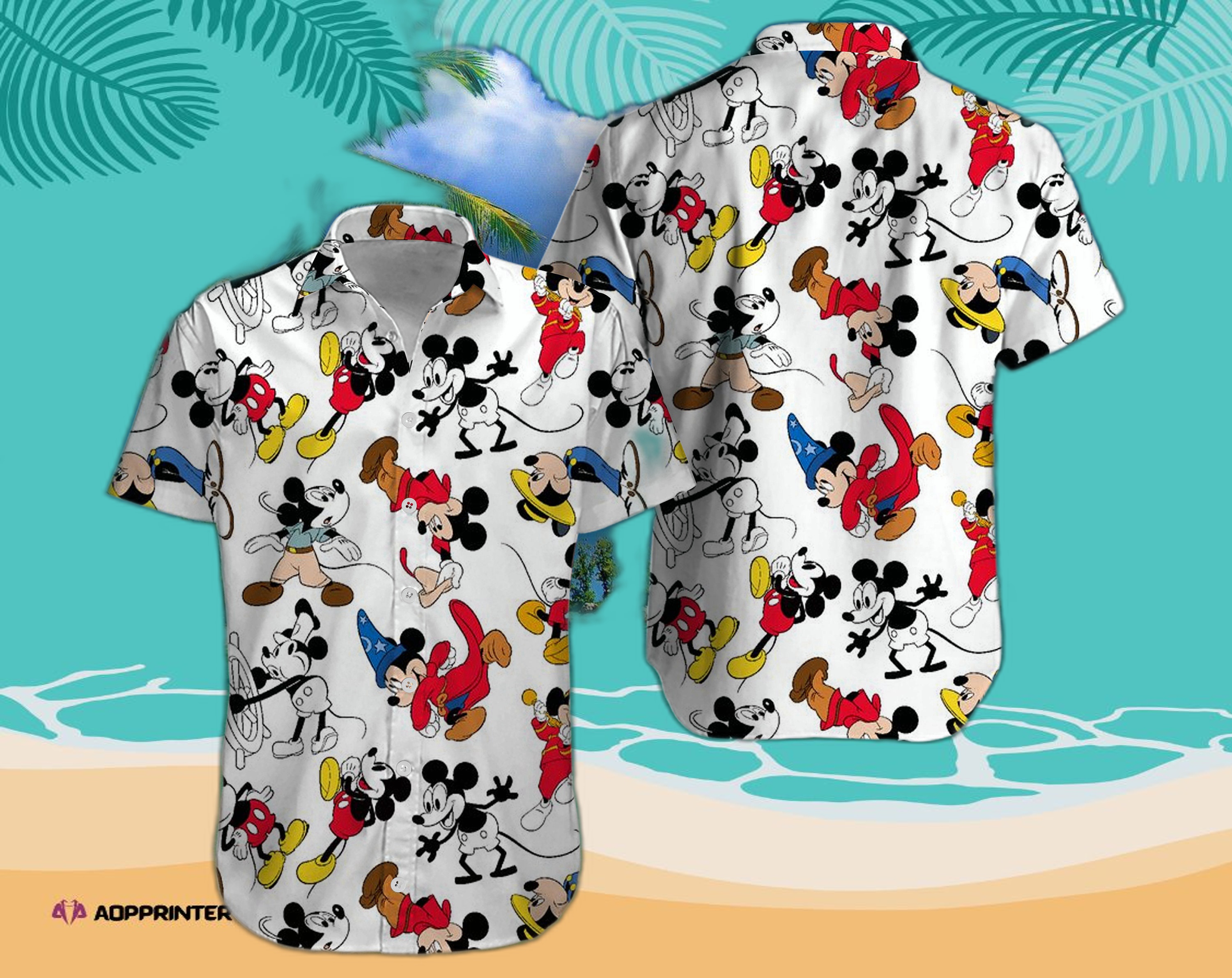 Friends and Disney Mickey Mouse Floral Aloha Hawaiian Shirt Summer Trip 2023 - Aopprinter