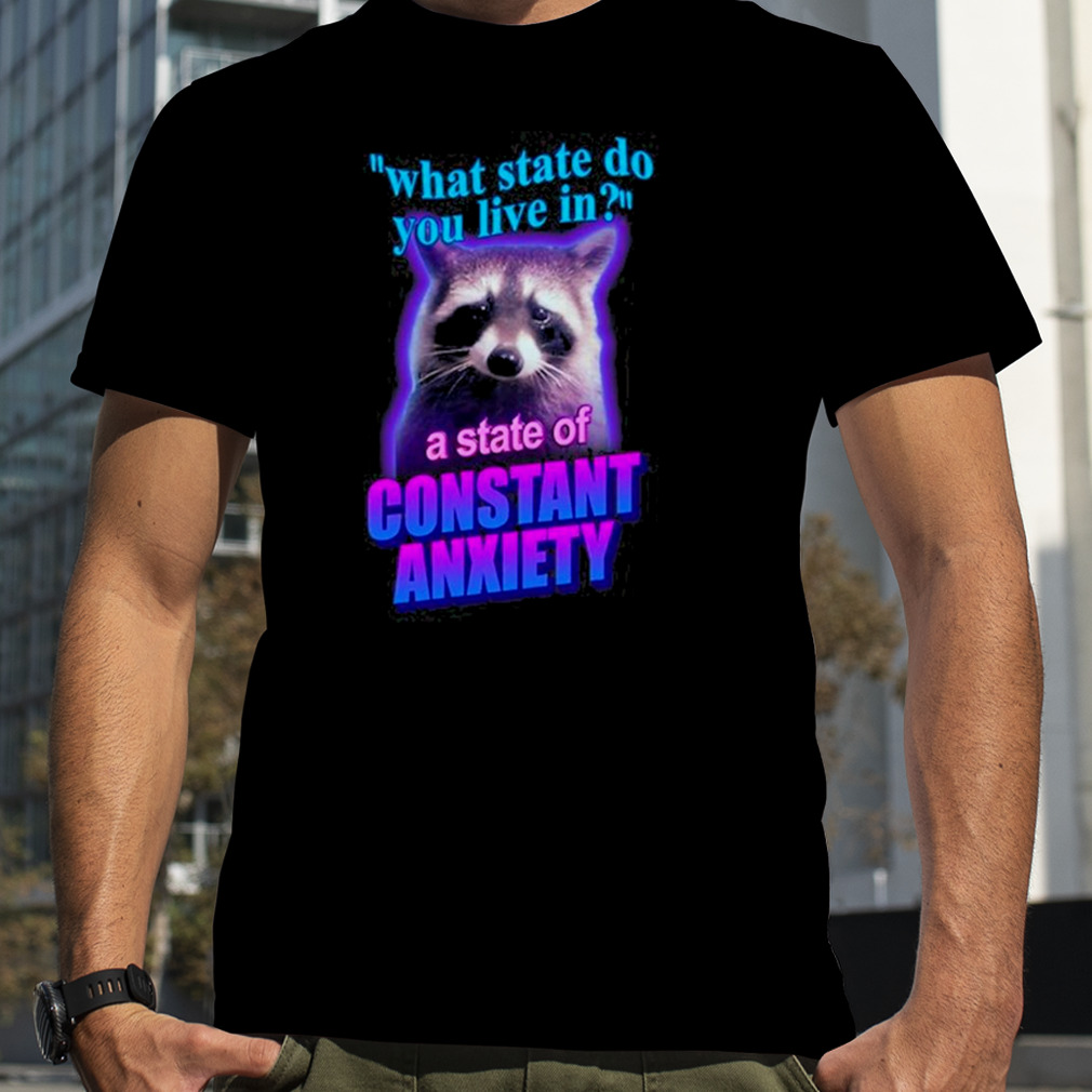 What State Do You Live In A State Of Constant Anxiety Raccoon Shirt