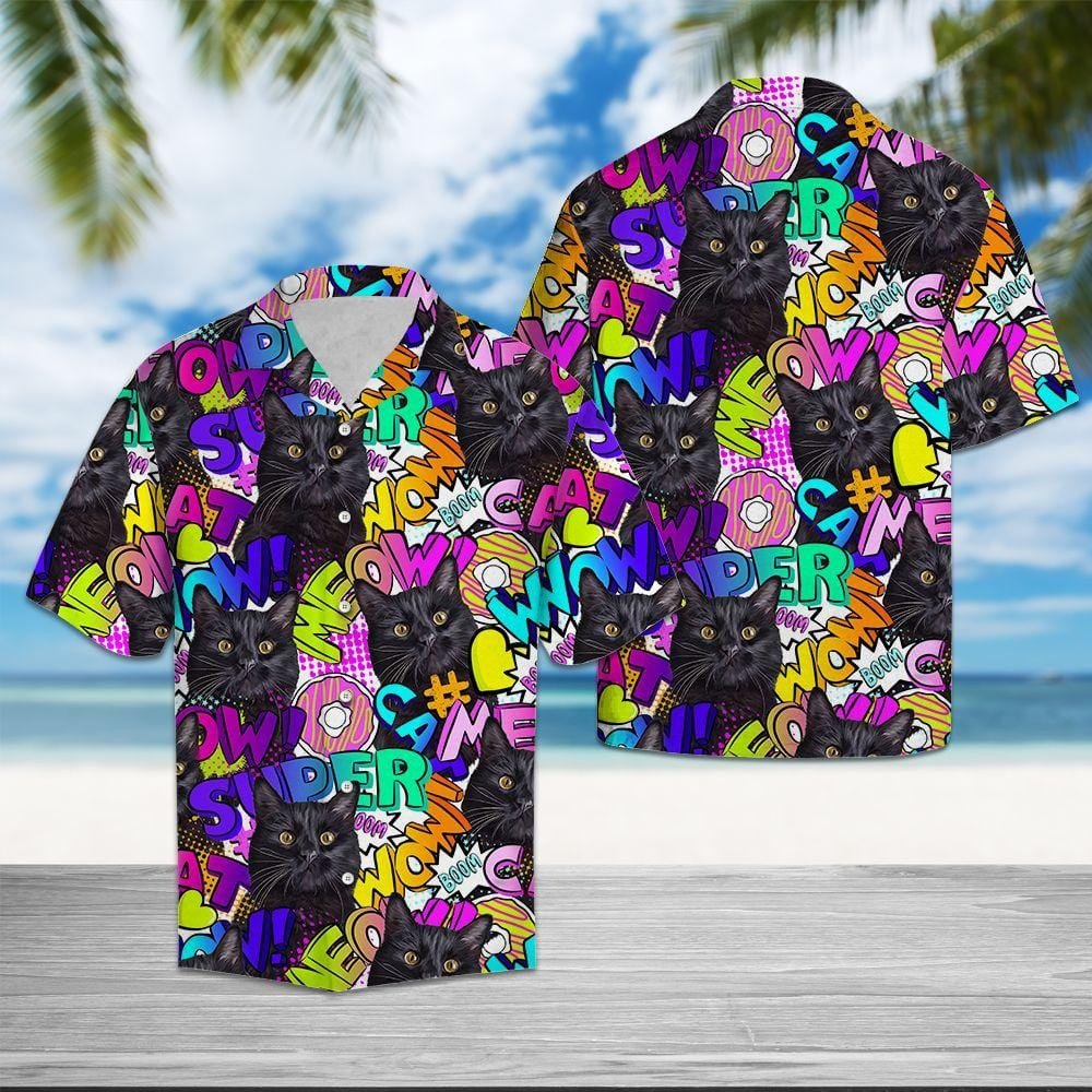 Black Cat Super Wow Hawaiian Aloha Shirts
