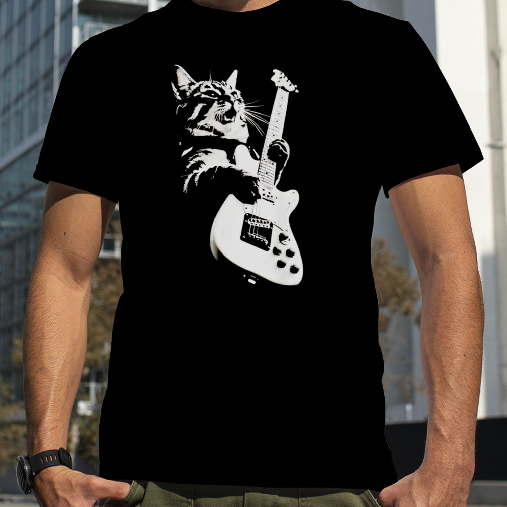 Cat playing guitar shirt
