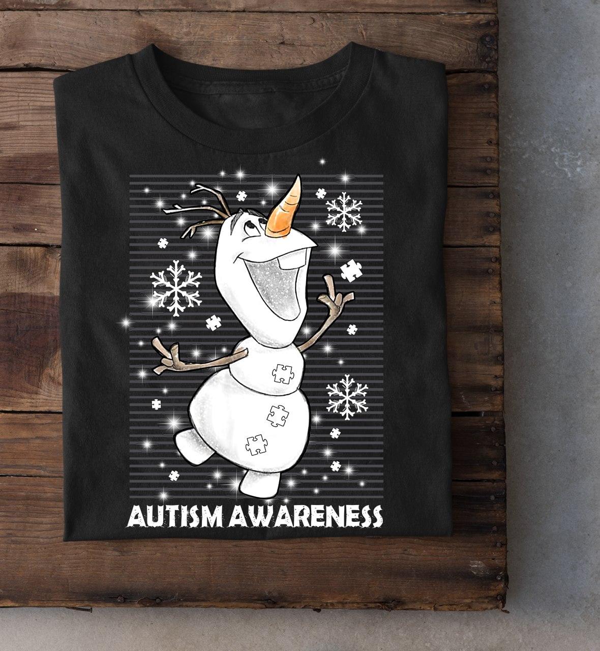 Autism awareness - Olaf funny snowman, Frozen snowman cartoon, Christmas day gift