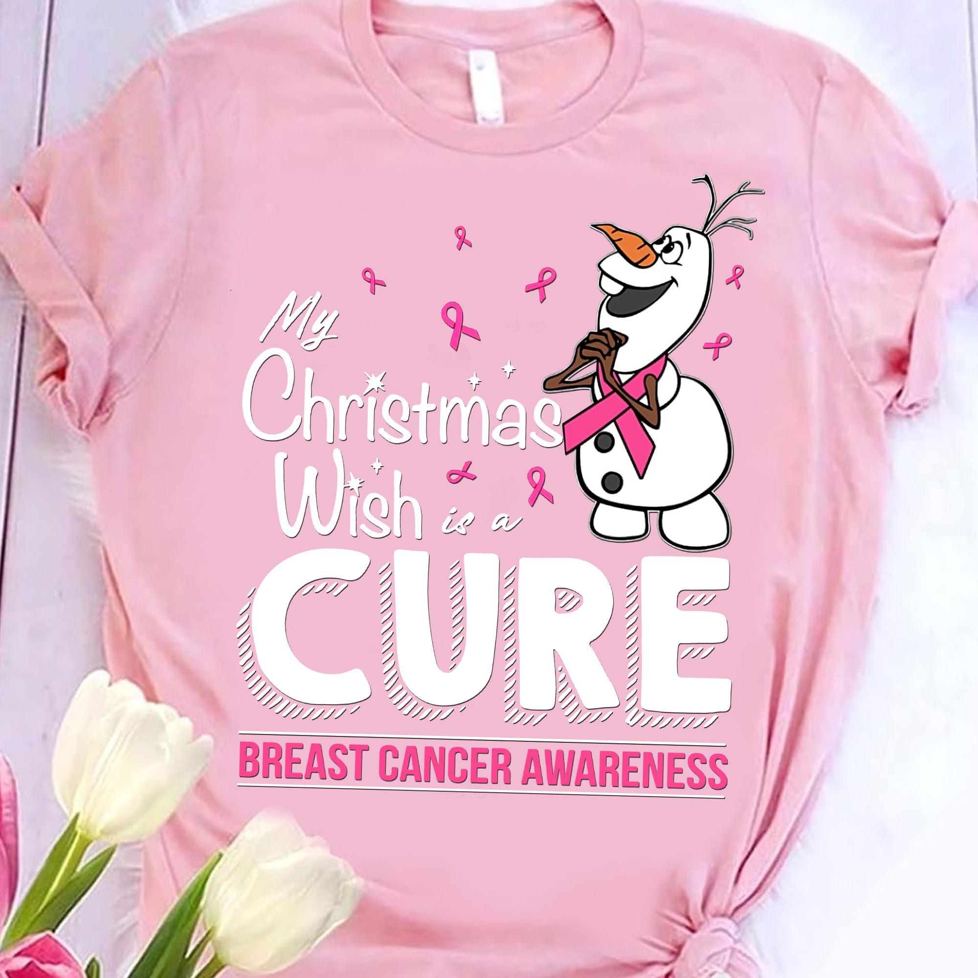 My Christmas wish is a cure - Breast cancer awareness, cure for breast cancer, Christmas snowman