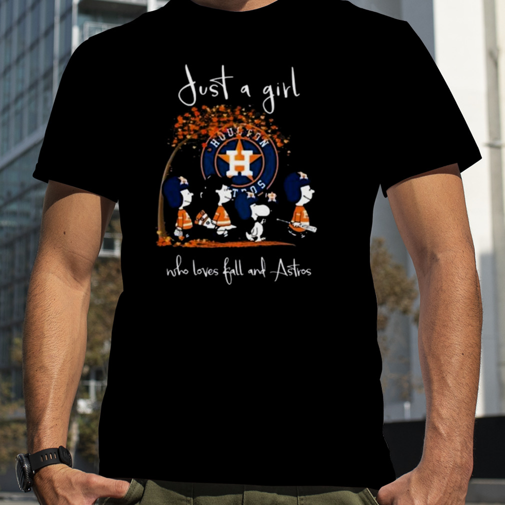 Peanuts Character Just A Girl Who Loves Fall And Houston Astros 2023 Shirt