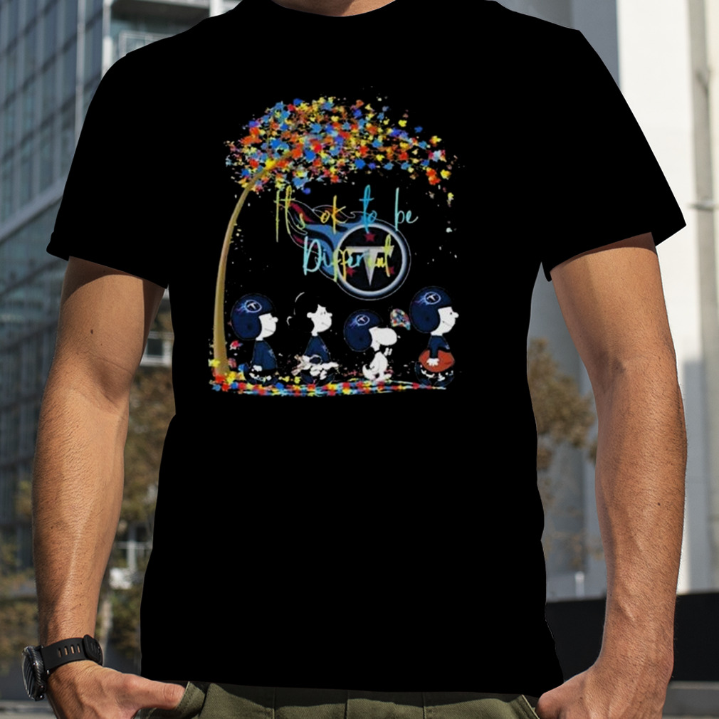Peanuts Characters Tennessee Titans Autism It’s Ok To Be Different 2023 Shirt