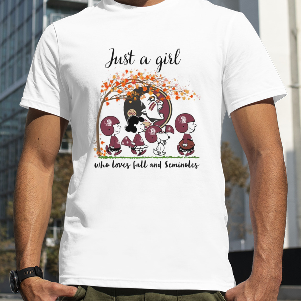 Just A Girl Who Loves Fall and Seminoles Peanuts Cartoon Halloween T-shirt