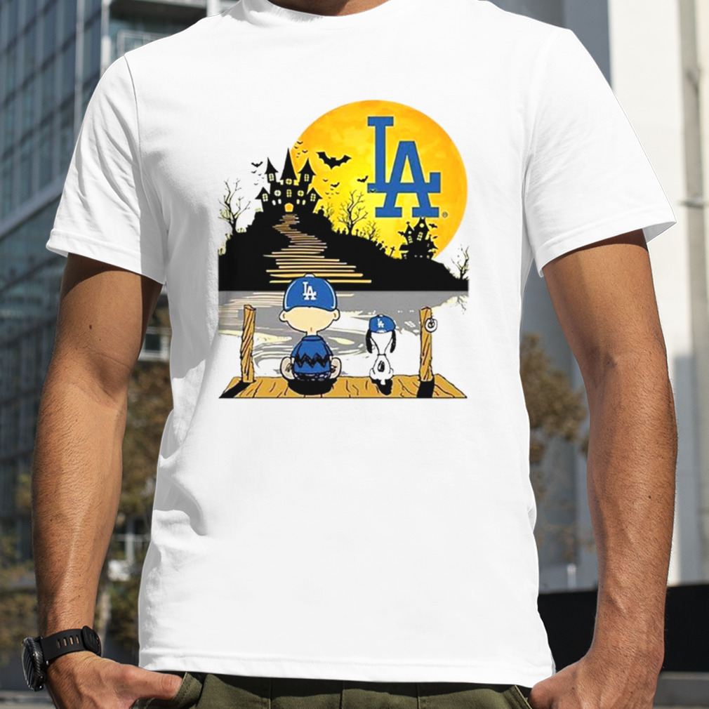 Snoopy Charlie Brown Sit Under Moon Los Angeles Dodgers Halloween Shirt,  hoodie, sweater and long sleeve