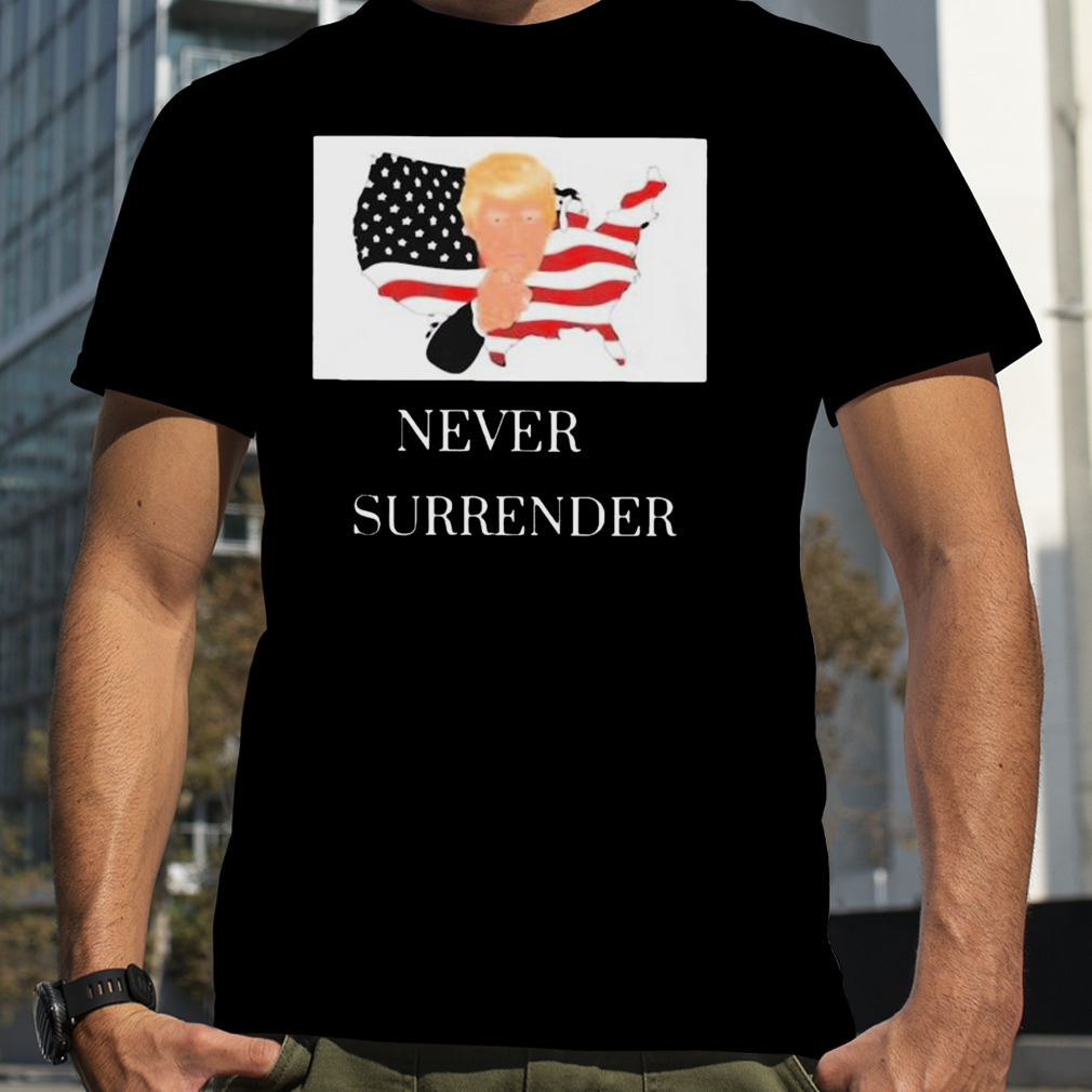 Donald Trump Mugshot Never Surrender America Map art design T-shirt
