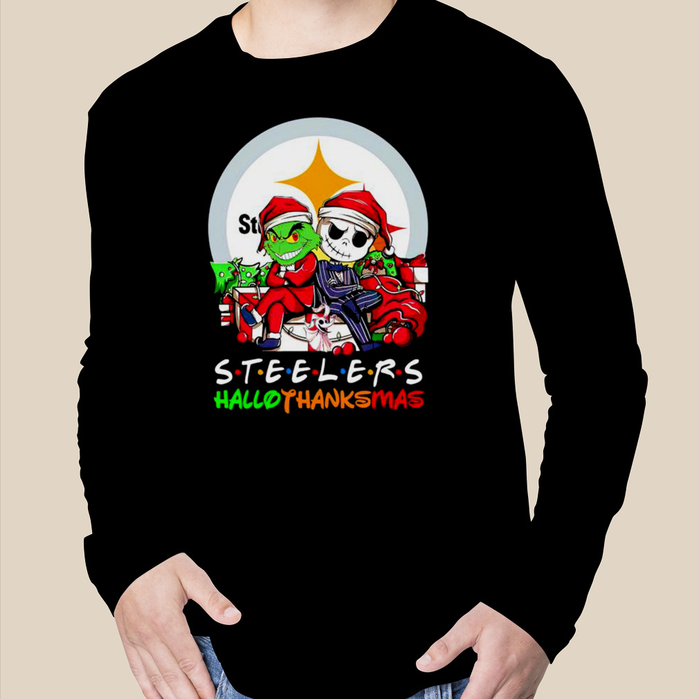 Jack Skellington And The Grinch Pittsburgh Steelers Hallothanksmas Shirt,  hoodie, sweater and long sleeve