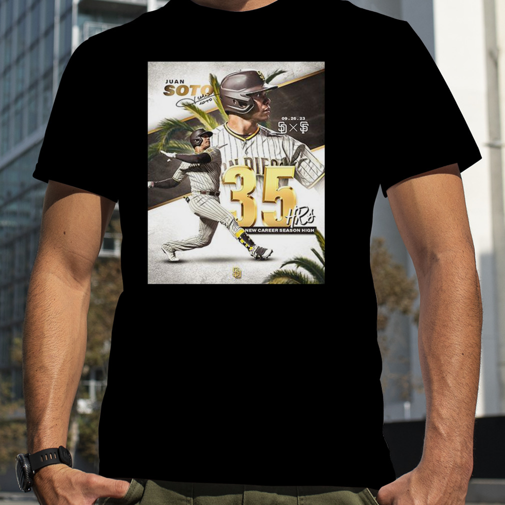 Juan Soto San Diego Padres Signature 35 HRs New Career Season High T-Shirt  - Binteez
