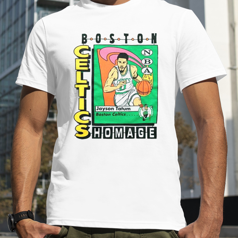 Boston Celtics Comic Book Jayson Tatum T-Shirt from Homage. | Green | Vintage Apparel from Homage.