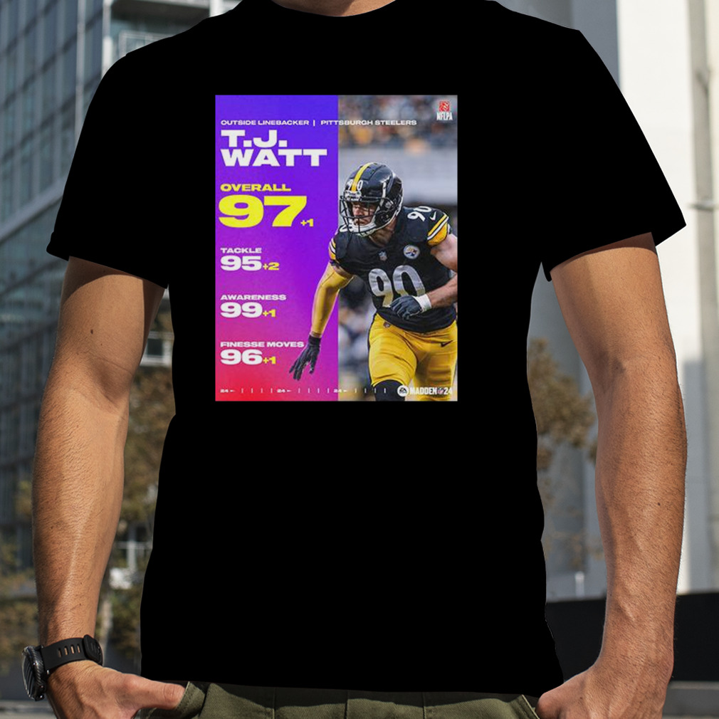 Outside Linebacker Pittsburgh Steelers TJ Watt Overall 97 EA Sports Madden  NFL 24 99 Club T-Shirt - Binteez