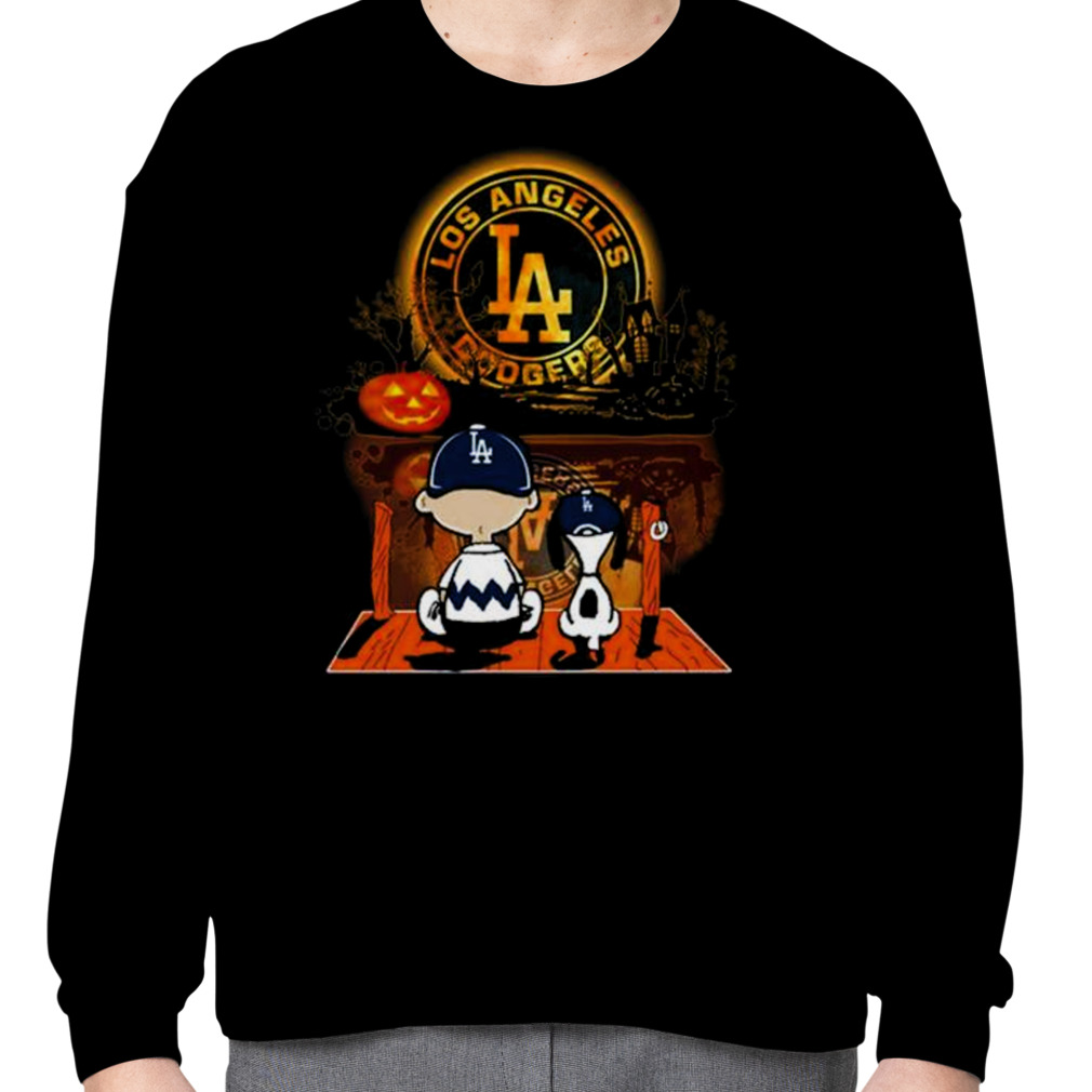 Snoopy Charlie Brown Sit Under Moon Los Angeles Dodgers Halloween Shirt,  hoodie, sweater and long sleeve