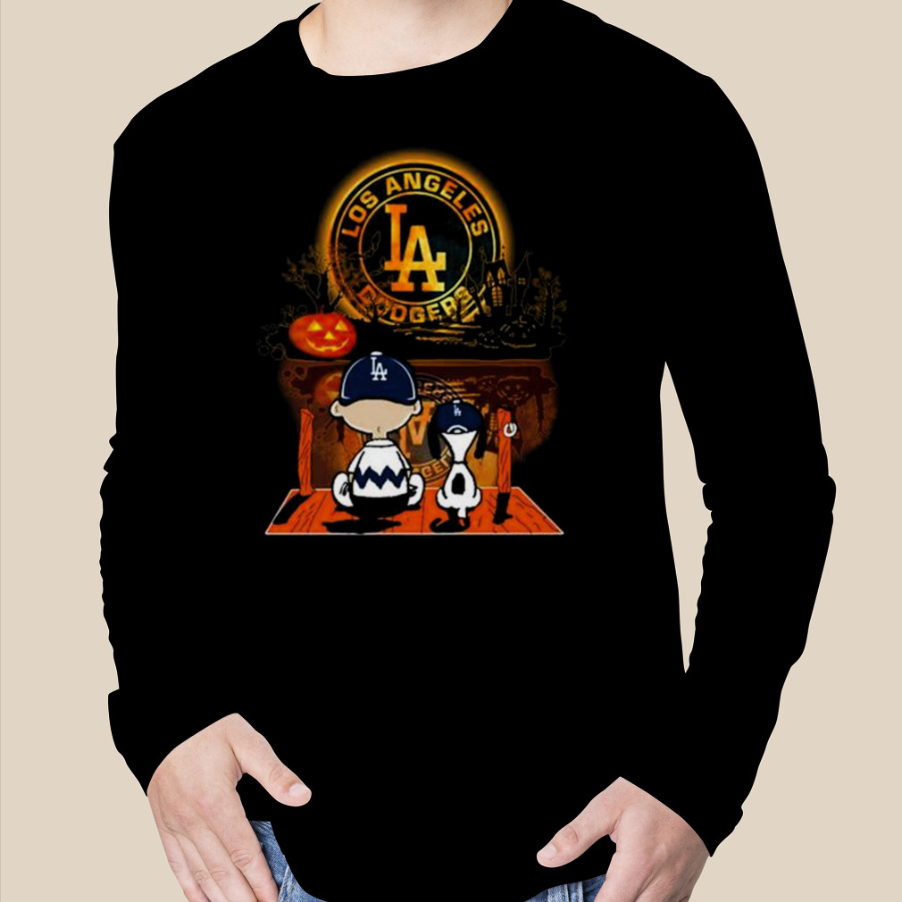 Los Angeles Dodgers Snoopy and Charlie Brown Sit Under Moon Peanuts  Halloween shirt, hoodie, sweater, long sleeve and tank top