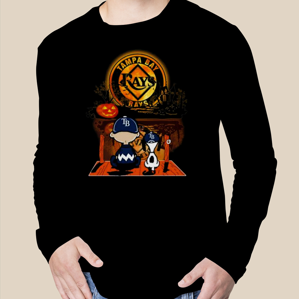 Peanut Snoopy And Charlie Brown Tampa Bay Rays Sitting Under Moon Halloween  2023 shirt, hoodie, sweater, long sleeve and tank top