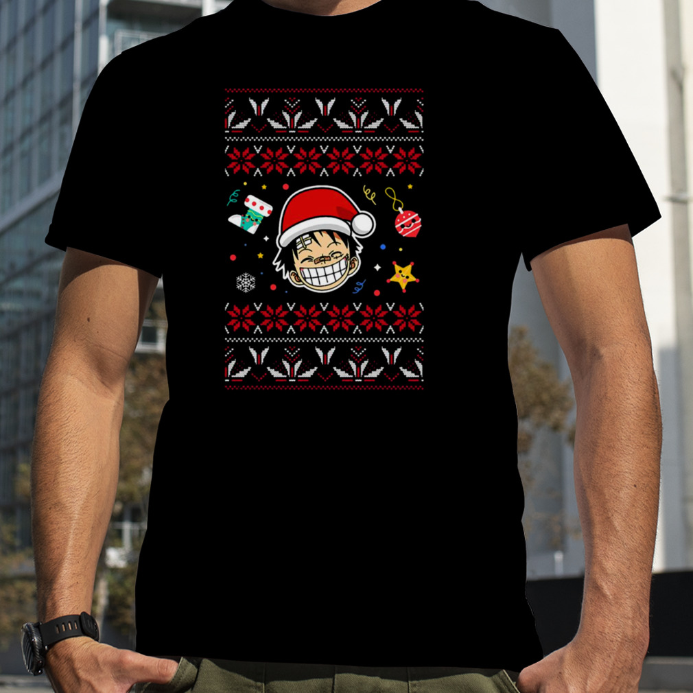 Luffy Cute Face Anime Christmas One Piece shirt