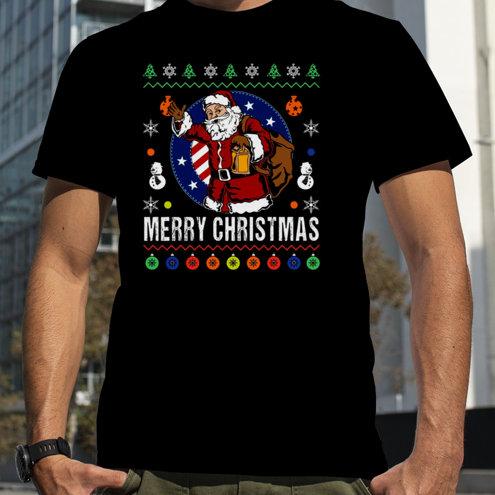 Santa Claus Patriotic Christmas Ornaments Xmas Us Flag shirt