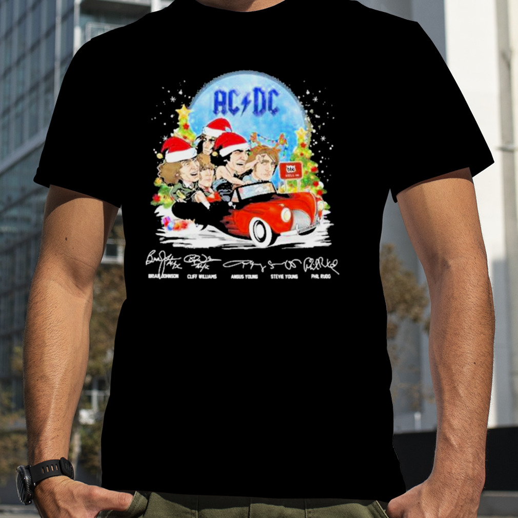 Santa ACDC Band Members Merry Christmas Signatures shirt